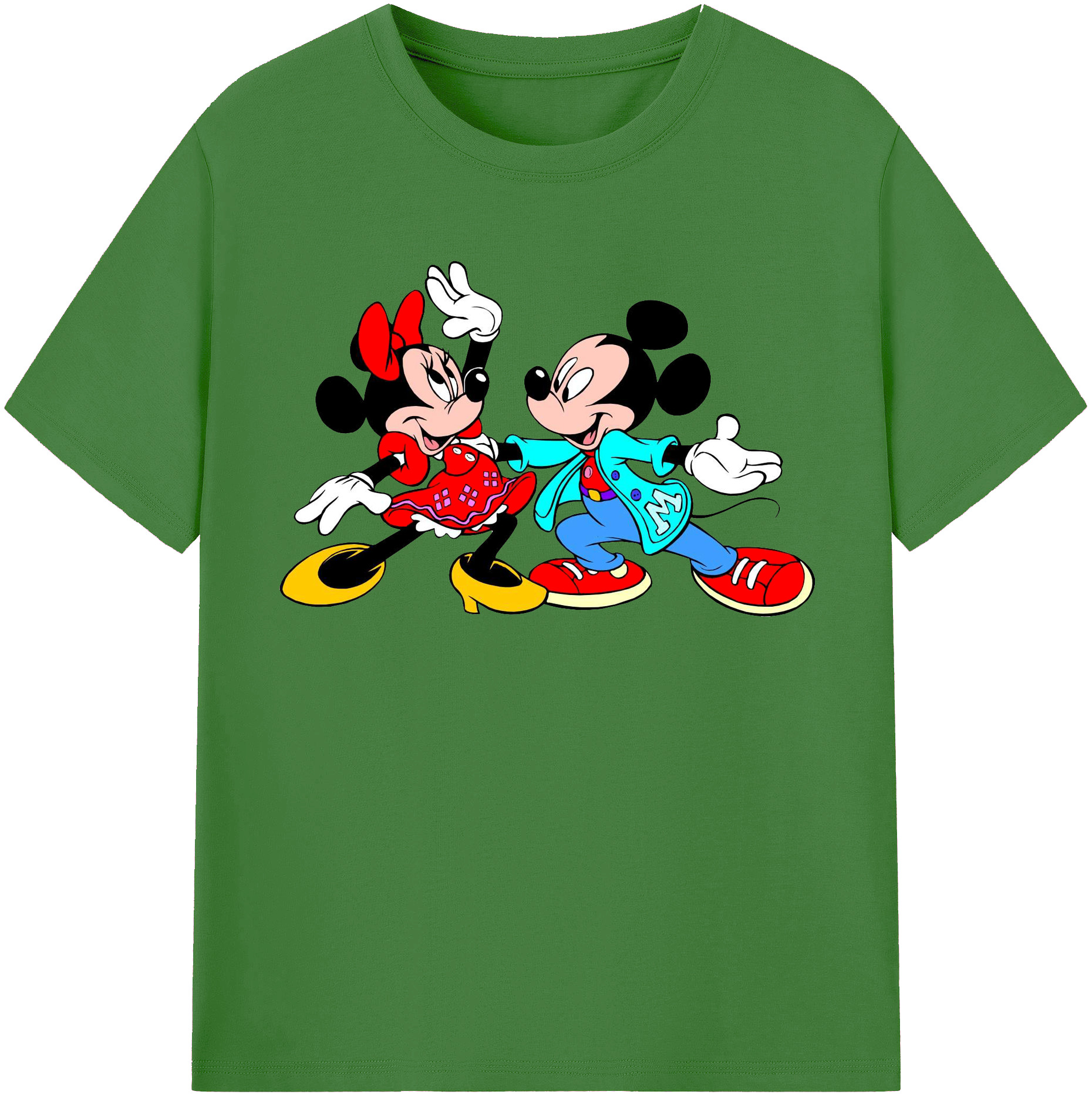 （画像用） ミッキーマウス Mickey Mouse レディースカジュアルプリントTシャツ（綿100％）